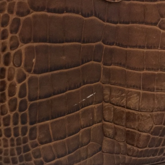 Longchamp Tan Brown Roseau Croc Embossed Leather Toggle Shopper Top Handle Bag - Picture 11 of 16